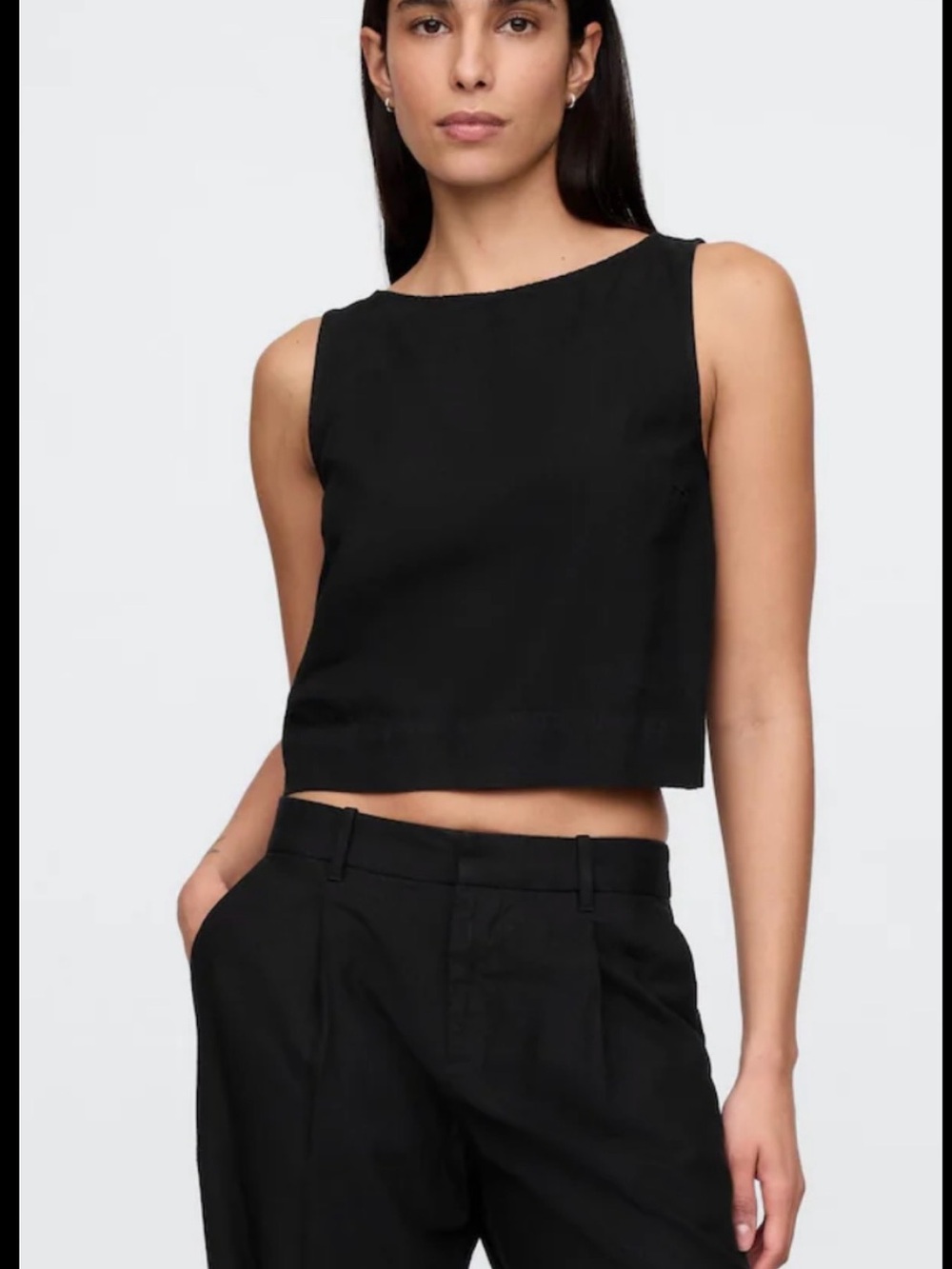 Sleeveless Black Crop Top - Modern Minimalist